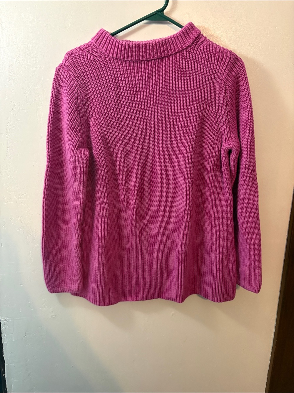 Talbots Bright Pink Ribbed Sweater Size Large - 100% Cotton